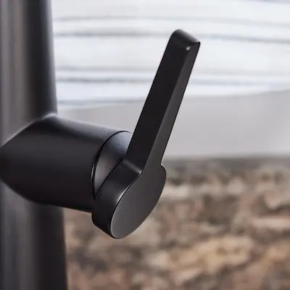 Allen + Roth Bryton Matte Black Single Handle Pull-down Kitchen Faucet with LED - Picture 7 of 12